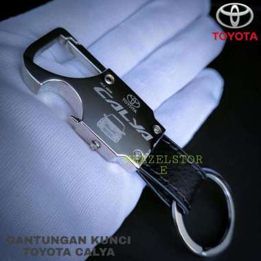Gantungan Kunci Kulit Stainless Mobil Toyota Calya Logo Silver