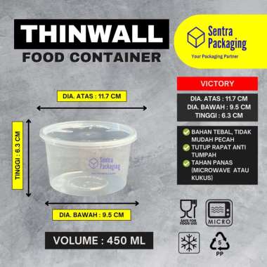 Victory - Thinwall Bulat 450ml / Mangkok Plastik / Packaging / Cup Salad - PACK