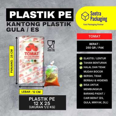 Plastik PE Tomat 12 x 25 cm / plastik es / gula / plastik 1/2 kg
