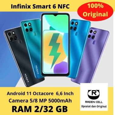 Infinix Smart 6 NFC Ram 2/32 GB Handphone Android 4G Murah HP 4G LTE Murah Smartphone Android 4G Murah Garansi Resmi 1 Tahun