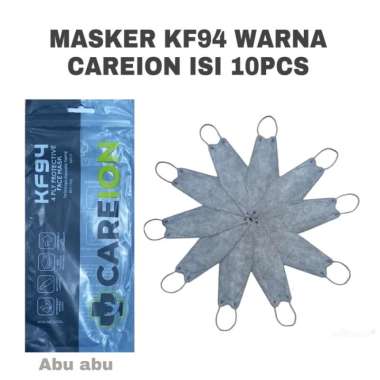 Masker Care Ion KF94 Warna / Sepack Isi 10 PCS Abu-abu