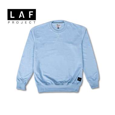 Sweater Sweatshirt Crewneck Pria Wanita Unisex Basic Polos Light Blue LAF L