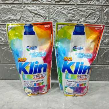 Promo Harga So Klin Liquid Detergent Power Clean Action White & Bright 800 ml - Blibli