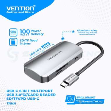 VENTION Multiport HUB 6in1 USB Type C to Usb3.0 Card Reader Power Delivery TNH