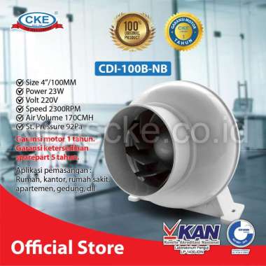 Duct Inline CKE CDI-100B-NB 4 Inch Inline Fan Duct Fan Blower Hisap FS