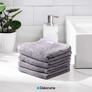 Dekoruma KISA Set Handuk Muka 30x30 cm | Face Towel - isi 4 Pcs Grey