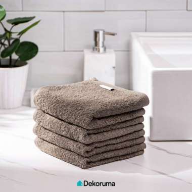 Dekoruma KISA Set Handuk Muka 30x30 cm | Face Towel - isi 4 Pcs Brown