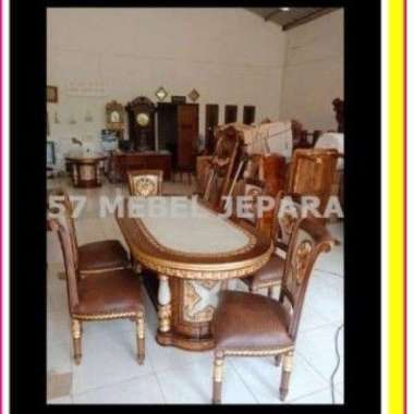 Meja makan  jati Ganesha meja makan jati kursi 6 ukir Jepara