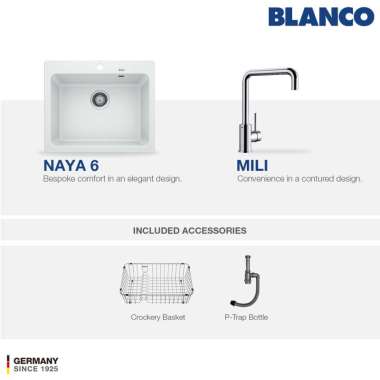 Kitchen Sink Bak Cuci Piring Granit 1 Lubang BLANCO Silgranit NAYA 6 - Paket Kitchen Sink dan Keran