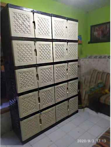 Lemari Plastik Aquose JUMBO Susun 5 full kunci [KHUSUS JASA KIRIM GOJEK] Hijau