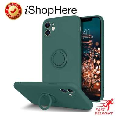 Case iPhone 11 Pro - Ring Holder Silicone SoftCase - Hijau iPhone 11 Pro Hijau
