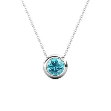 Birth Stone Moon Pendant - Kalung Crystal by Her Jewellery aquamarine