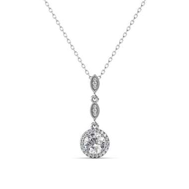 Mon Elagance Pendant - Kalung Moissanite Diamond by Her Jewellery GRA White Gold