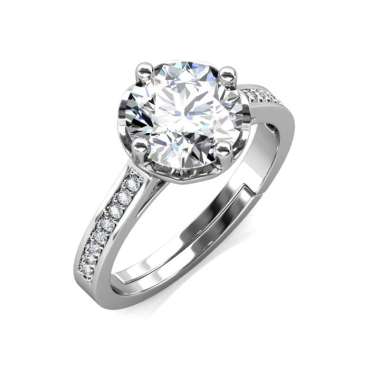 Le Fleur Ring - Cincin Moissanite diamond by Her Jewellery GRA - White Gold Adjustable