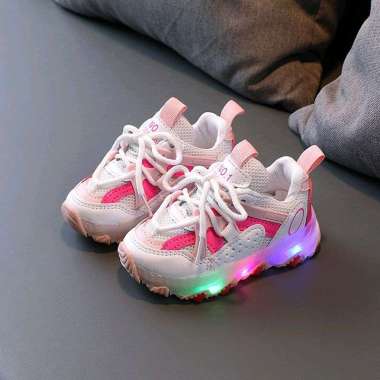 LED10-Sepatu Sneaker Anak Laki Perempuan Lampu LED Import sepatu nyala anak cewek cowok sepatu LED a