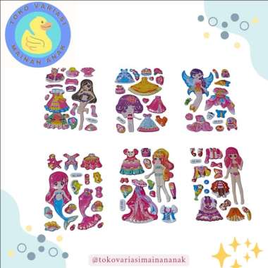 SATU LEMBAR MAINAN ANAK STIKER TIMBUL 3D BONGKAR PASANG GAUN KECIL DRESS UP DRESSUP BONGKAR PASANG G