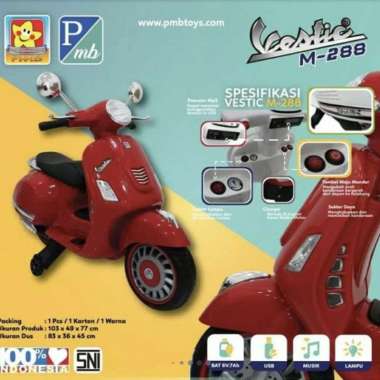 MOTOR AKI MAINAN ANAK VESPA MATIC SCOOTER VESTIC PMB M288 M-288 M 288