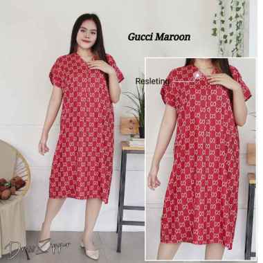 Daster Zipper Busui Friendly Bahan RAYON GUCCI MAROON