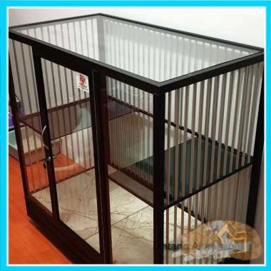 Kandang Kucing Aluminium pintu kaca Minimalis