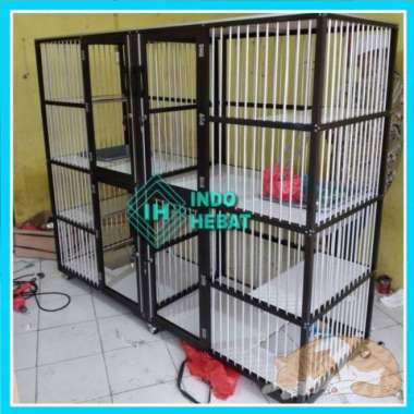 Kandang Kucing 2 Tingkat 4 Kamar Bahan Aluminium Murah