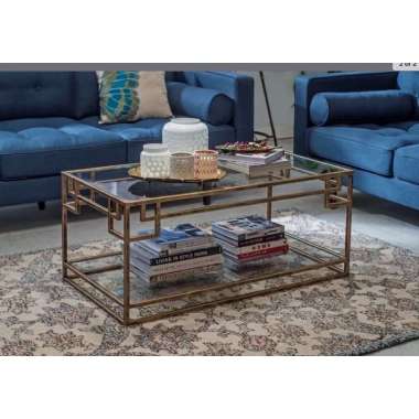 meja tamu industrial besi top kaca