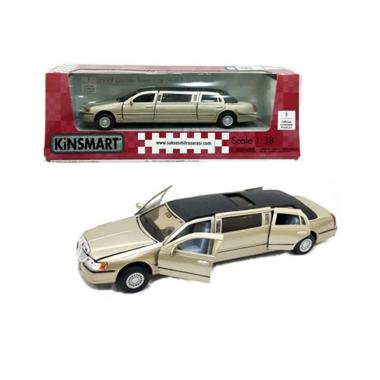 Kinsmart 7001W 19 1999 Lincoln Town Car Stretch Limousine Diecast - Cream [1:38]
