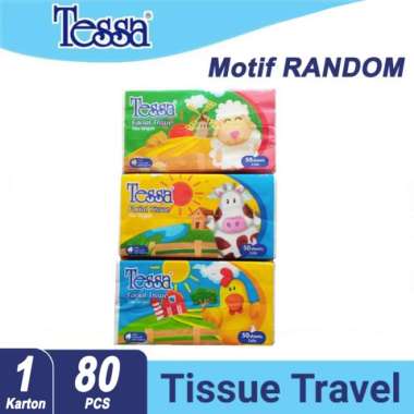 Tessa Facial Tissue Travel Pack TP 11 - 50 Sheet/ 2 Ply/ Motif Random [80 pcs/ Karton]