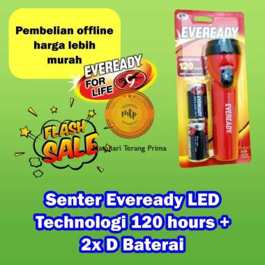 Senter Eveready LED Technologi 120 hours bonus 2x D Baterai Flashlight