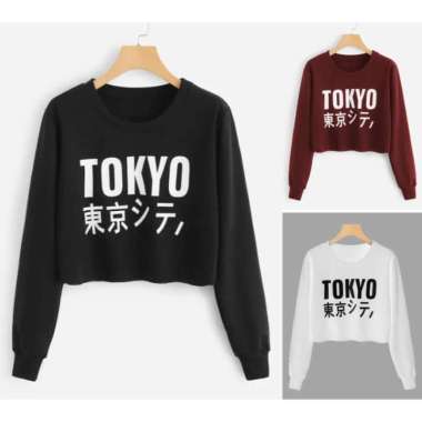 Crop Top Sweater Tokyo Harajuku Kaos Model H&M Baju Style K-Pop Korea Maroon