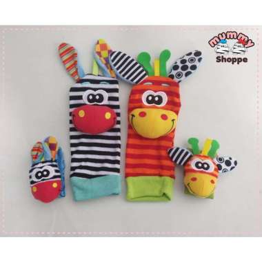 gelang rattle / mainan edukasi bayi / rattle toy / kaos kaki bayi 1set gelang + kk