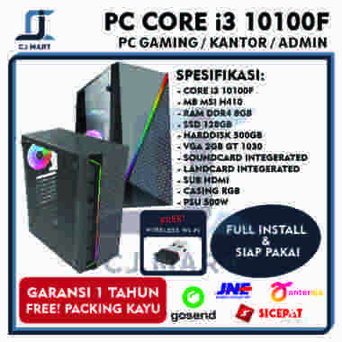 PC RAKITAN CORE I3 10100F /VGA GT1030/ SSD+HDD/ GAME EDIT KERJA LANCAR