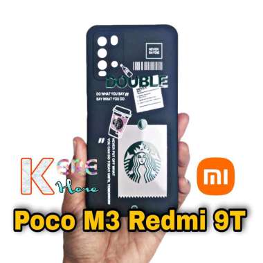 CASE REDMI 9T POCO M3 SQUARE EDGE SOFTCASE STARBUCKS DOUBLE GABUNG
