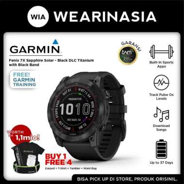 Garmin Fenix 7X Shappire Solar Smartwatch Original Garansi Resmi 2 Tahun + FREE GIFT EXCLUSIVE Black