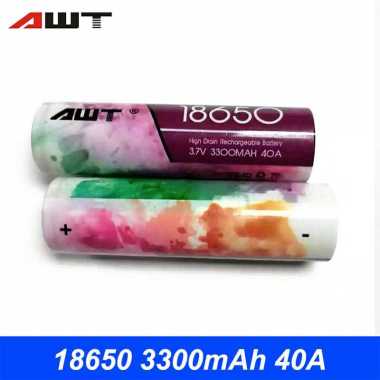 Battery AWT 18650 High Drain 3300 Mah 40A 3.7V Baterai Original