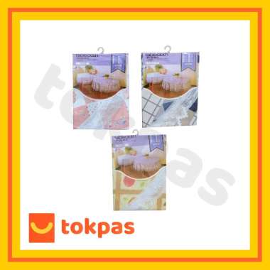 Taplak Meja Makan Bulat Plastik 70" Round Table Cloth Meiwa 178 cm Round Putih Biru