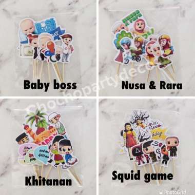 (6pc) Topper baby boss nusa rara squid game topper kue kertas karakter Baby boss