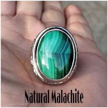 CINCIN BATU AKIK NATURAL MALACHITE 3D GOYANG