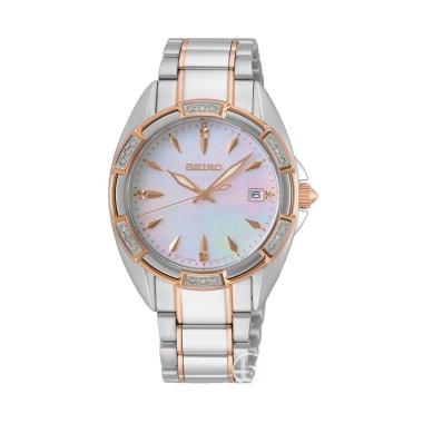 Seiko Classic SKK-878.P1 Swarovski Two-Tone Analog Original Jam Tangan Wanita Silver Rose gold