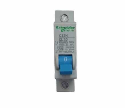 MCB SCHNEIDER 2A 4A 6A 10A 16A 20A 2 4 6 10 16 20 AMPERE CL2 C32N S PLN BIRU ORI 20AMPERE