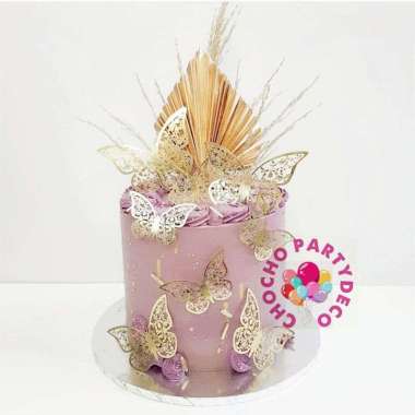 (1set) Topper kue kertas EMAS KUPU-KUPU - Topper kue kertas kupu kupu