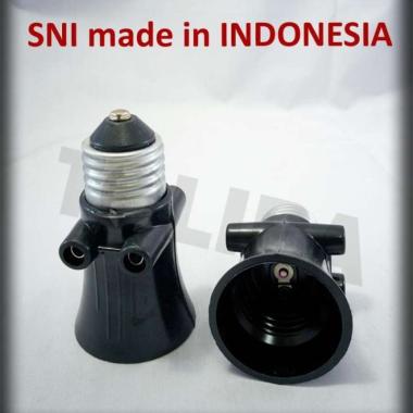 fitting kombinasi broco /fitting gantung lampu/ 2 colokan cabang sni
