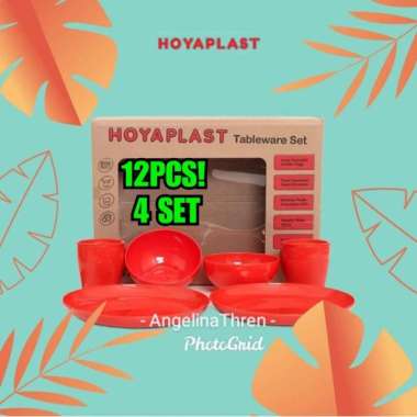 Tableware Set 12pcs Hoya - Piring Set Hampers - Kado Piring Set