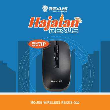 Mouse Wireless Silent Rexus Q20 Office Mouse Hitam