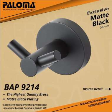 PALOMA BAP 9214 Kapstok Gantungan Baju Handuk Rak Hanger Mandi 2 Kait