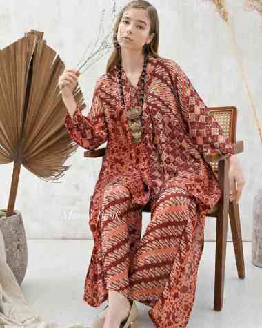 KEBAYA SET VISCOSE SETELAN KEBAYA VISCOSE SEMI SUTERA MEWAH Semua Ukuran ORANGE
