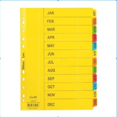 Divider A4 Bantex Bulan Jan-Dec / Bantex Cardboard Divider & Indexes A4 Jan-Dec 12 Pages #6059 00