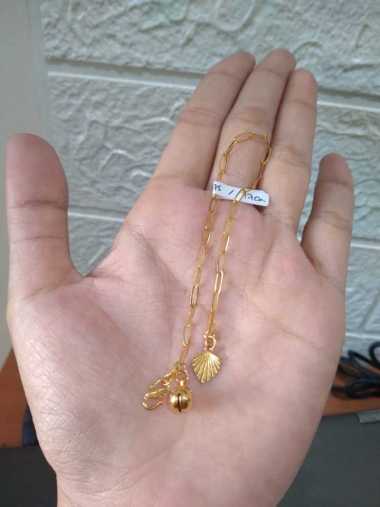 gelang paperclip bandul love elegant emas asli