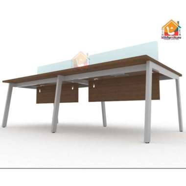 UOD 8022 UNO Workstation 4 Orang Meja Kantor Kaki Besi