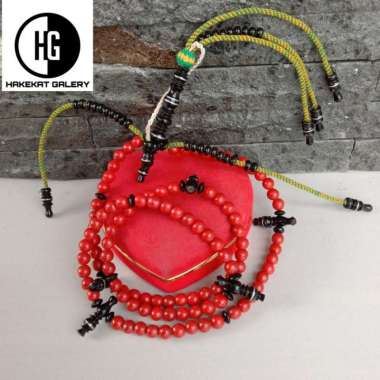 tasbih thariqah tijani/tarekat tijaniyah 1 marjan merah mix akar bahar hitam D1110