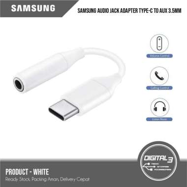 Headset Jack Adapter Samsung USB Type C to Aux 3.5MM Audio Converter Putih